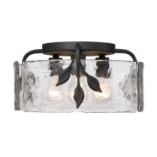 Golden 3160-FM NB-HWG - Golden Lighting Calla 3-light Flush Mount in Natural Black